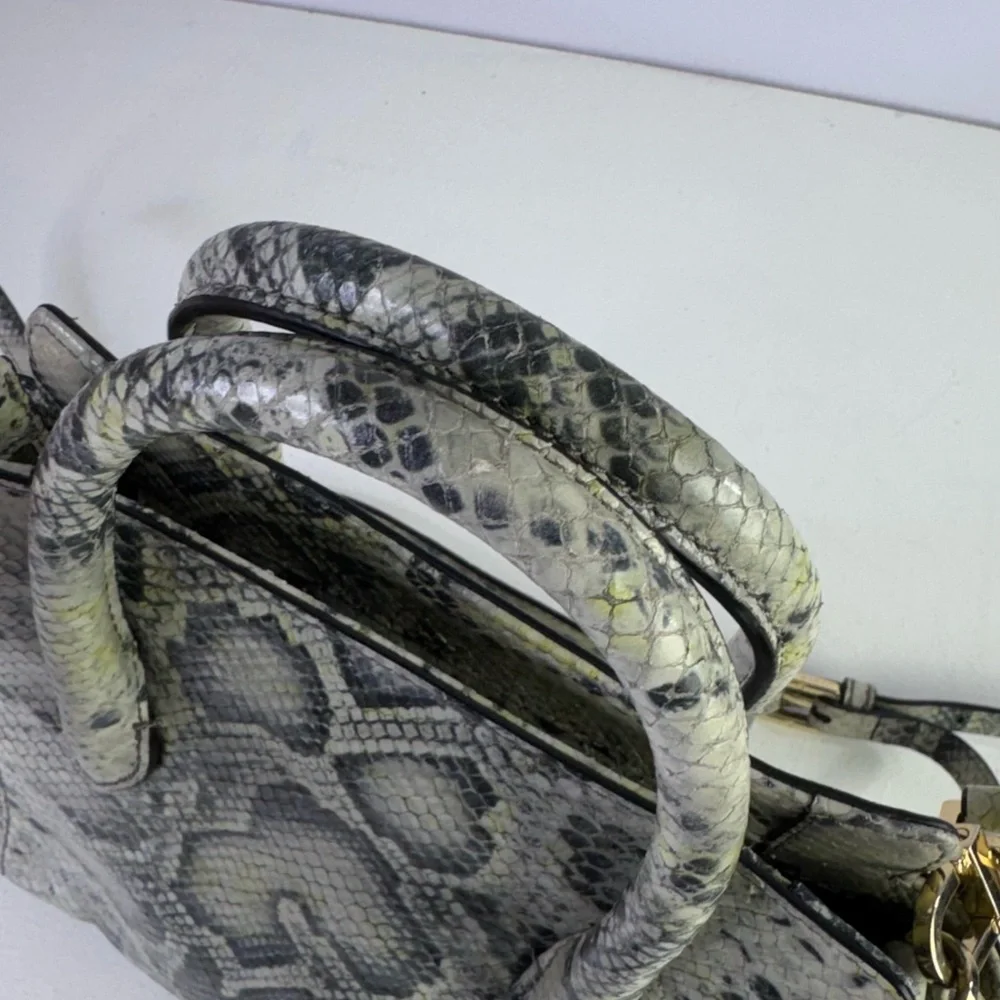 Tory Burch Clara Embossed Small Snake Printed Tote Bag  8.3" H x 8" L x 4.5" D - Picture 12 of 15